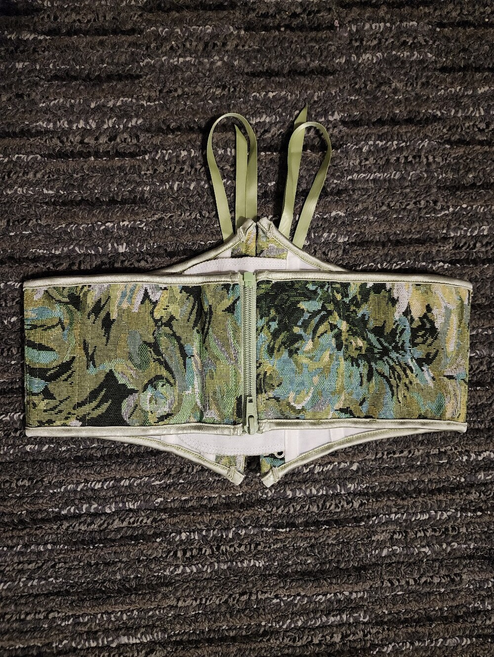 Scarlet Darkness Renaissance Green Floral Tapestry Corset Belt Women's Size 6 - Picture 4 of 9